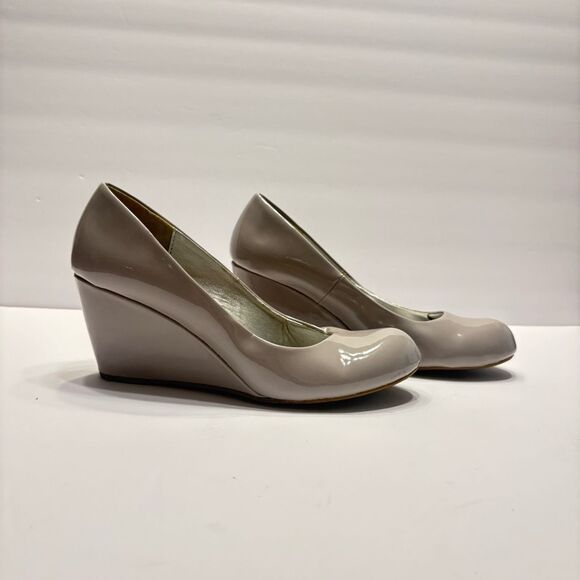 CL by Laundry Shoes - CL by Laundry Nima Patent Wedge Pump Grey Slip On 2.75” Heel Size 7.5